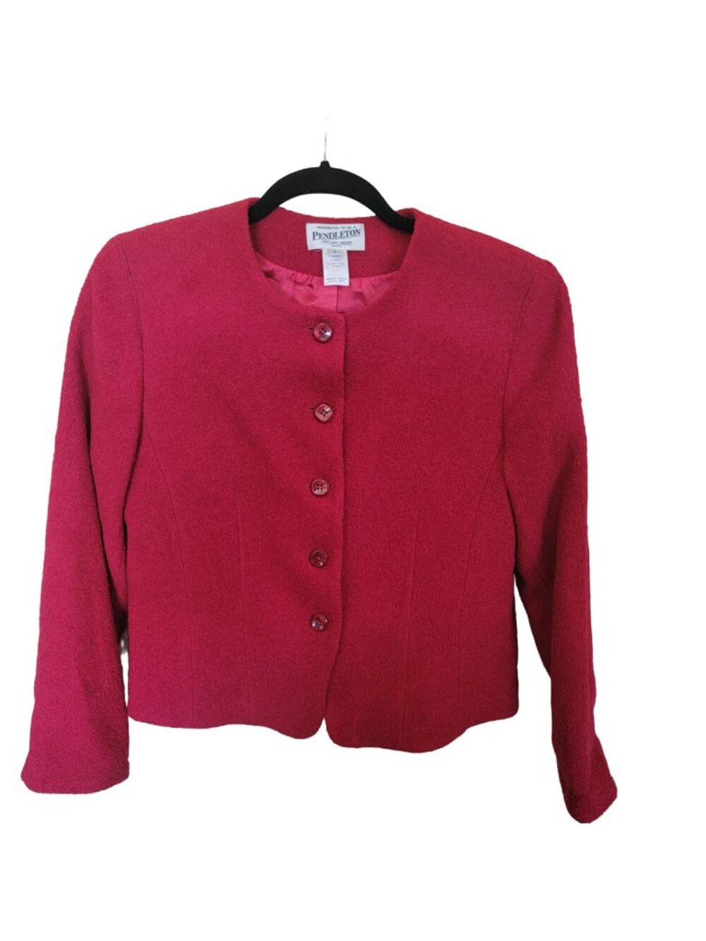 Pendleton Jacket Womens Red Virgin Wool Blazer Cardigan Coat Size 8 Classic